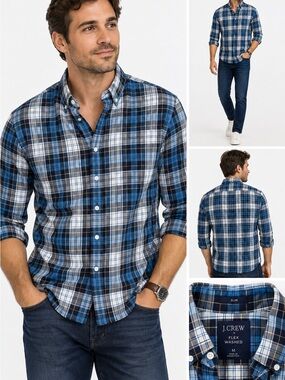 J.Crew Flex Washed Plaid Button-Down Shirt – Men’s Medium Slim Fit